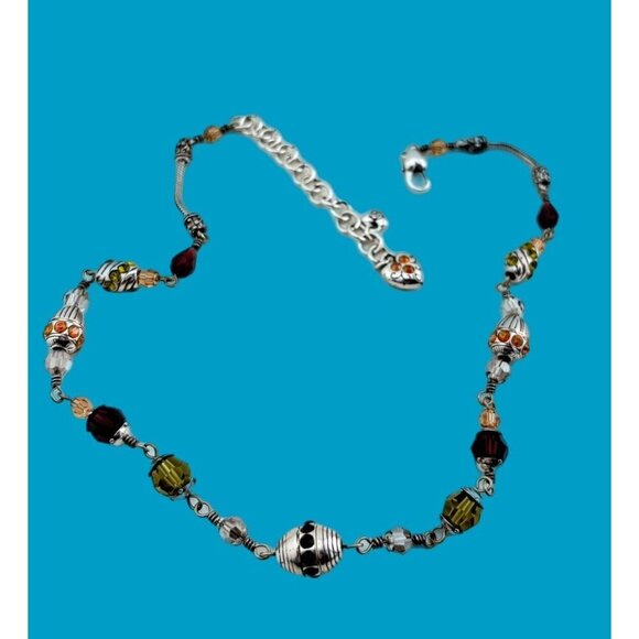 Brighton Silver Tone Multicolor Crystals Necklace 32.5g - Picture 8 of 9